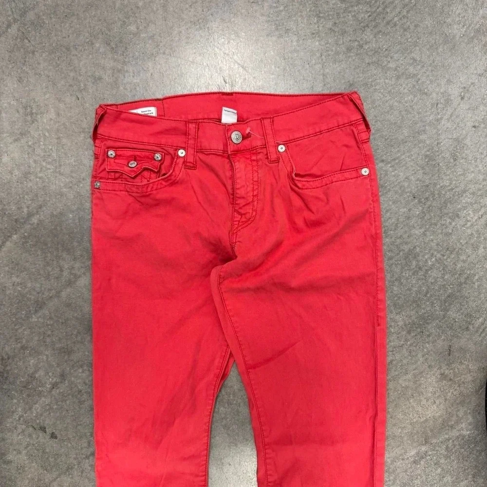 True Religion Geno Relaxed Slim Embroidered Y2K Salmon Pink Red